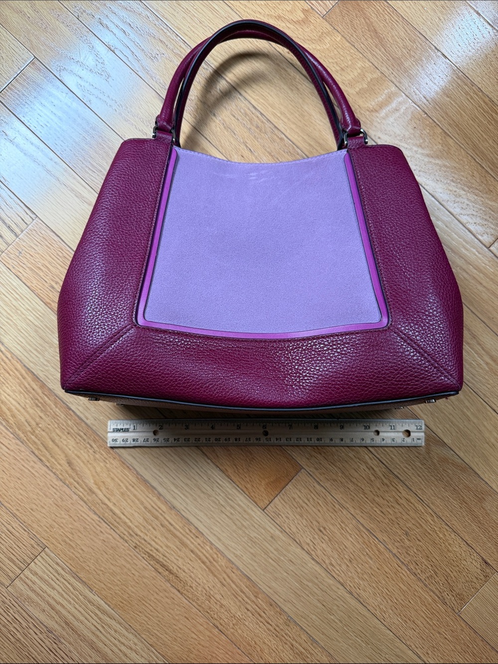 Kate Spade Two-Tone Berry and Lavender Leather and suede Satchel - Picture 3 of 10